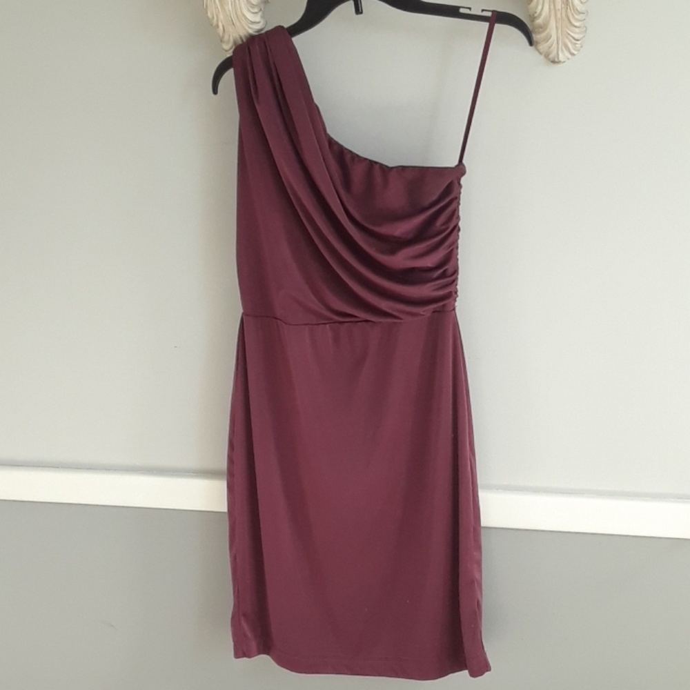 The limited, cranberry off the shoulder dress, xs